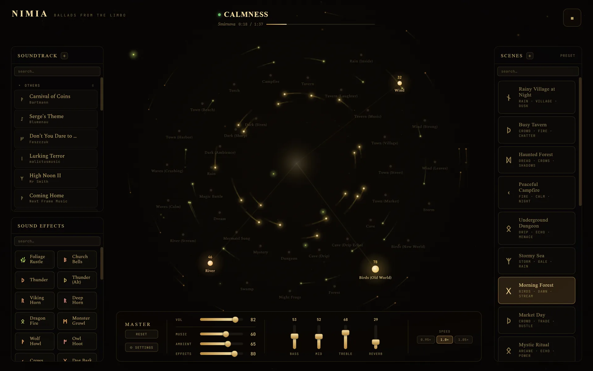 The nebula visualiser reacting to the playing layers